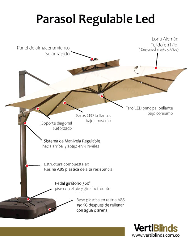 PARASOL LED REGULABLE