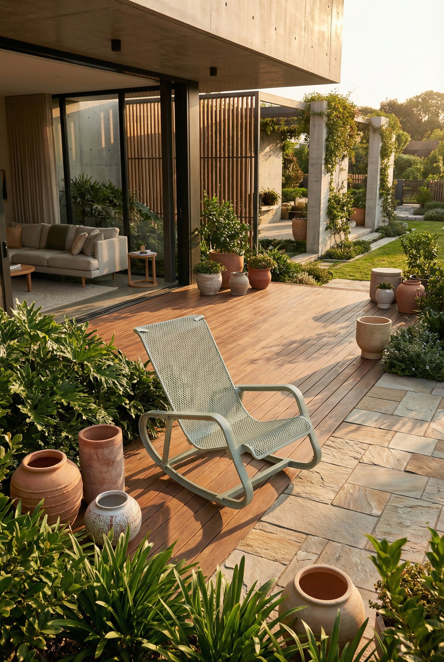 Silla Exterior Mecedora Santino Verde