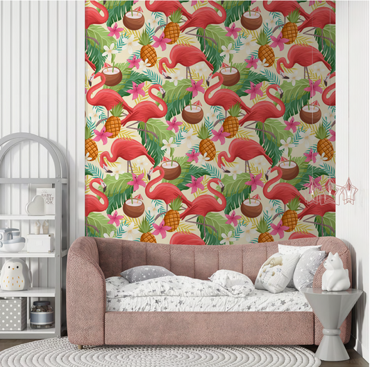 PAPEL DE COLGADURA Amazon Flamingos