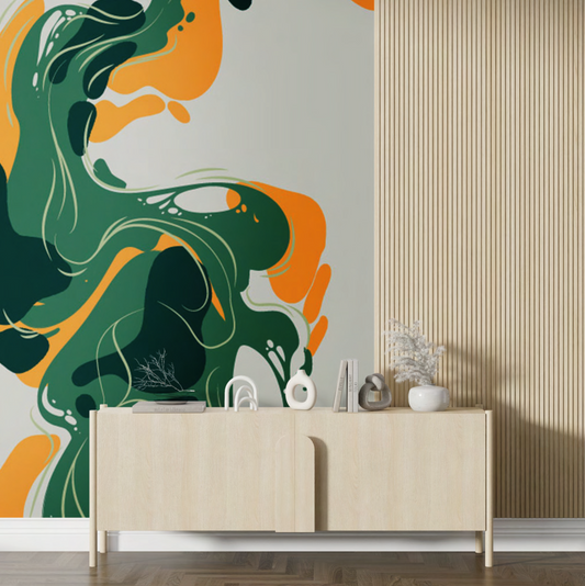 PAPEL DE COLGADURA Liquid green-orange