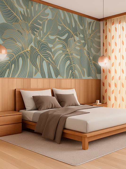 PAPEL DE COLGADURA Tropical green golden