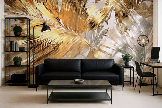 PAPEL DE COLGADURA Seamless Tropical golden