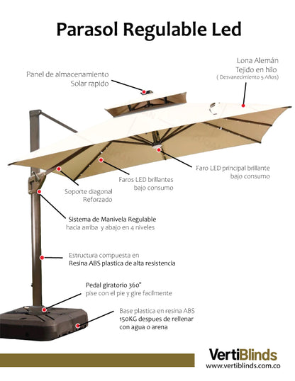 PARASOL LED REGULABLE