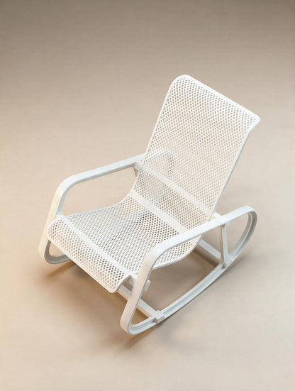 Silla Exterior Mecedora Santino blanca