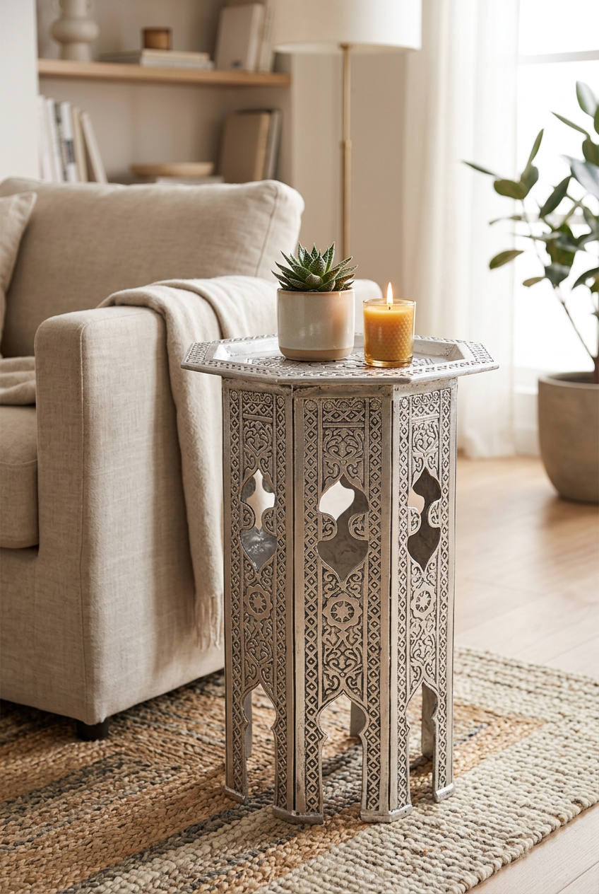 Mesa India ambientada